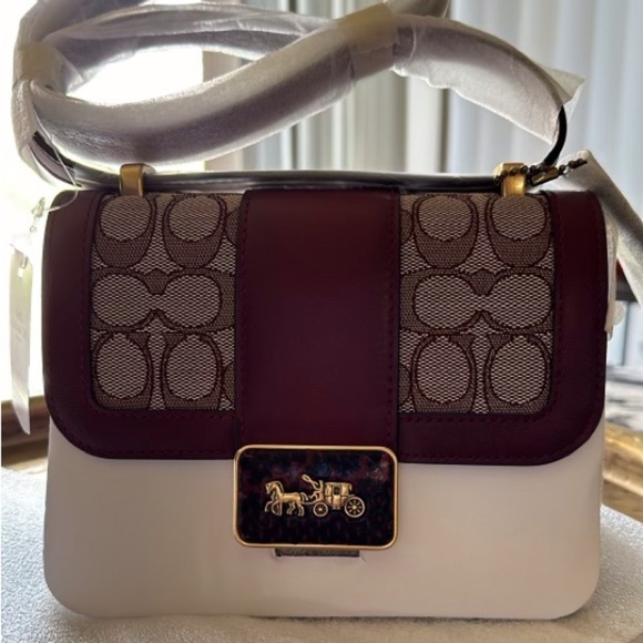 Coach Alie Shoulder Bag 18 In Signature Jacquard With Snakeskin Detail - Picture 1 of 13
